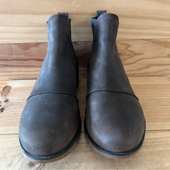 Sorel Blackened Brown Harlow Chelsea Waterproof Ankle Leather Bootie Size 7.5 - Picture 11 of 15